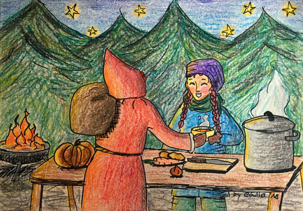 An unserem Stand kommt sogar der Samichlaus vorbei und geniesst unseren hausgemachten Glühwein und die feinen selbstgemachten Empanadas. 